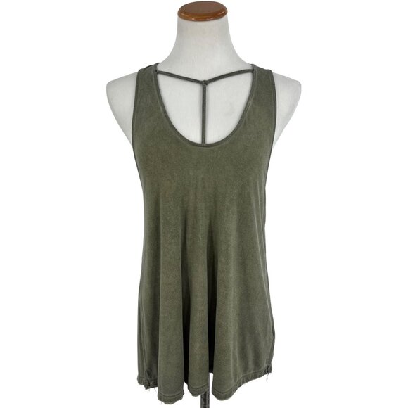 Free People We The Free Olive Green Distressed Strappy Tank Top - Picture 15 of 16